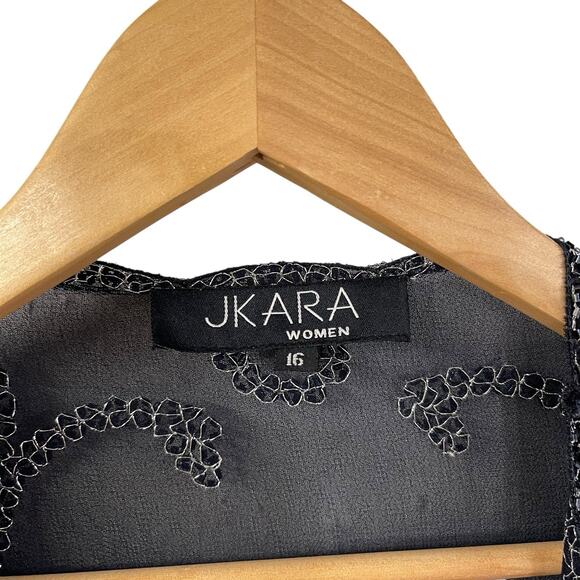 JKARA Women Blue Sheer Beaded Topper Size 16 Party Mother Of The Bride NYE - Picture 7 of 7